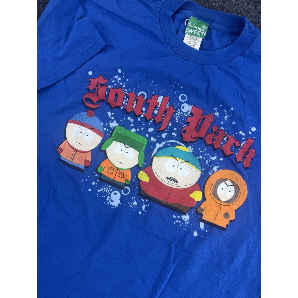 Vintage South Park T Shirt Adult Large Blue Stan Kyle Cartman Kenny Tee